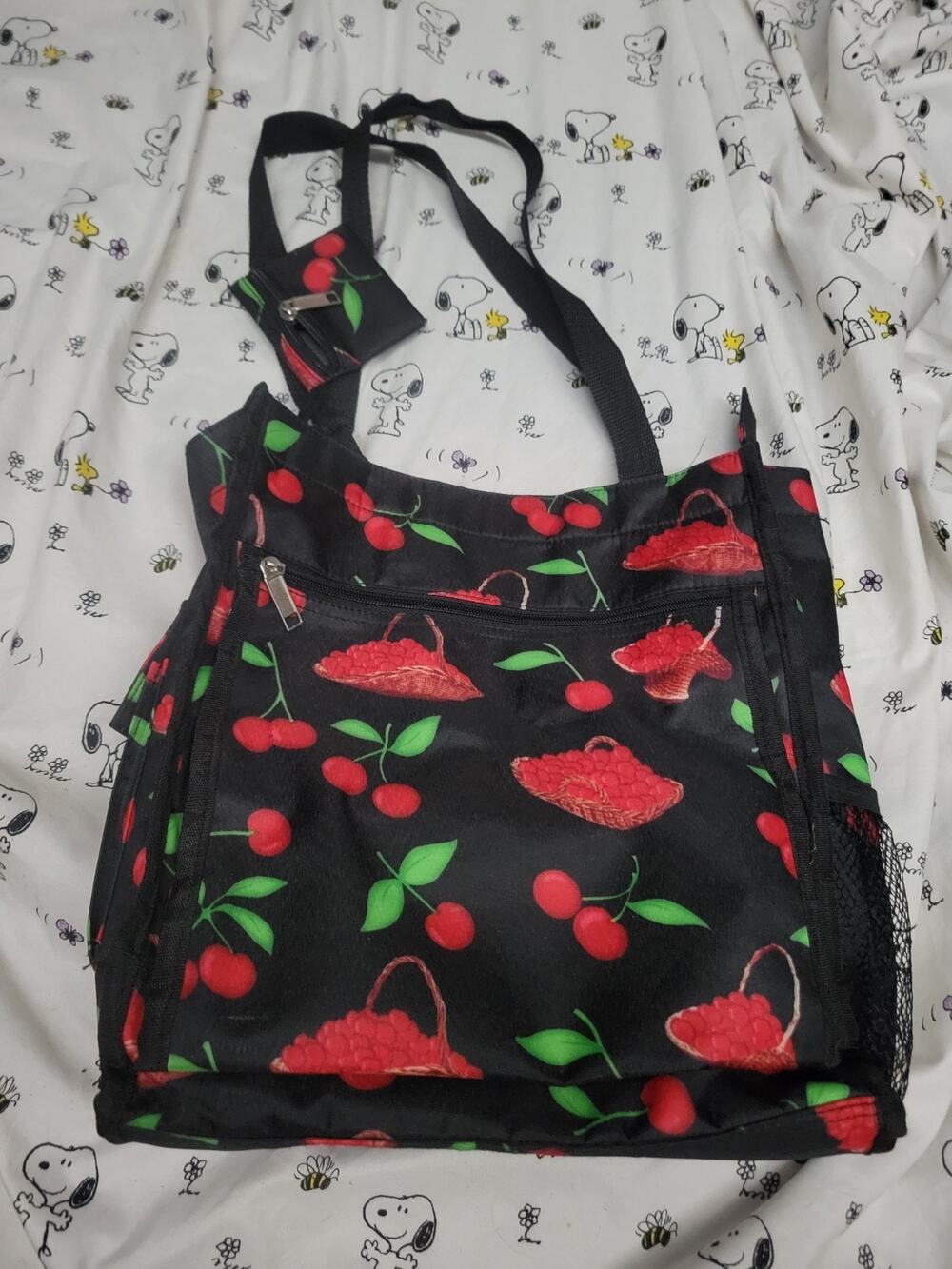 Adorable Red Cherry Tote Bag Purse Pouches Retro Design